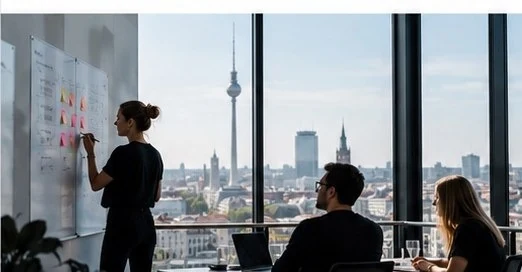 Moderne Arbeitsumgebung mit Blick auf den Berliner Fernsehturm
